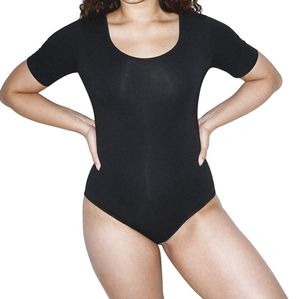 American Apparel Black Short Sleeve Low Back Bodysuit Size L